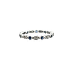 14k Stackable Blue Sapphire and Diamond Ring