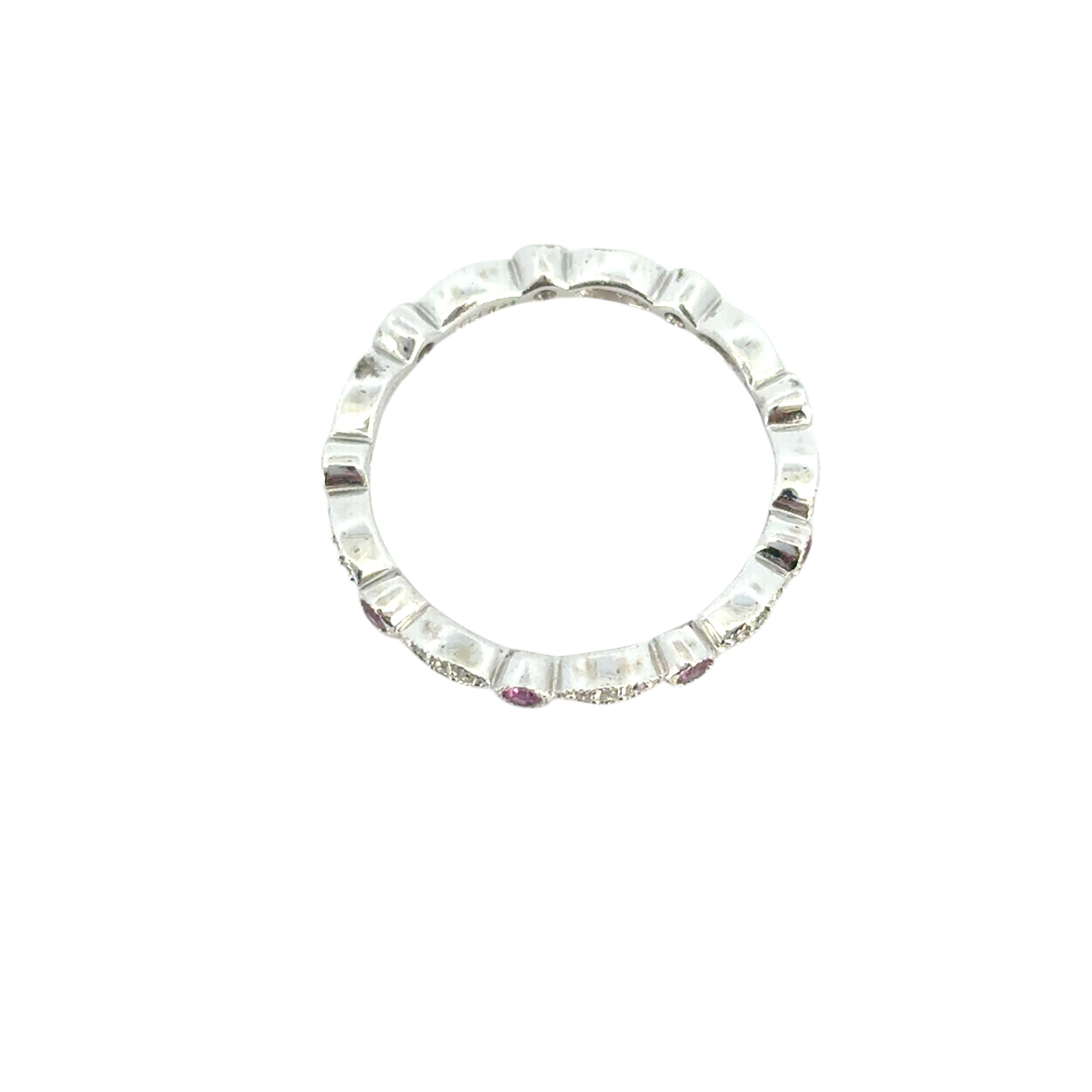 14k Stapelbarer Rosa Saphir und Diamant Ring Damen im Angebot