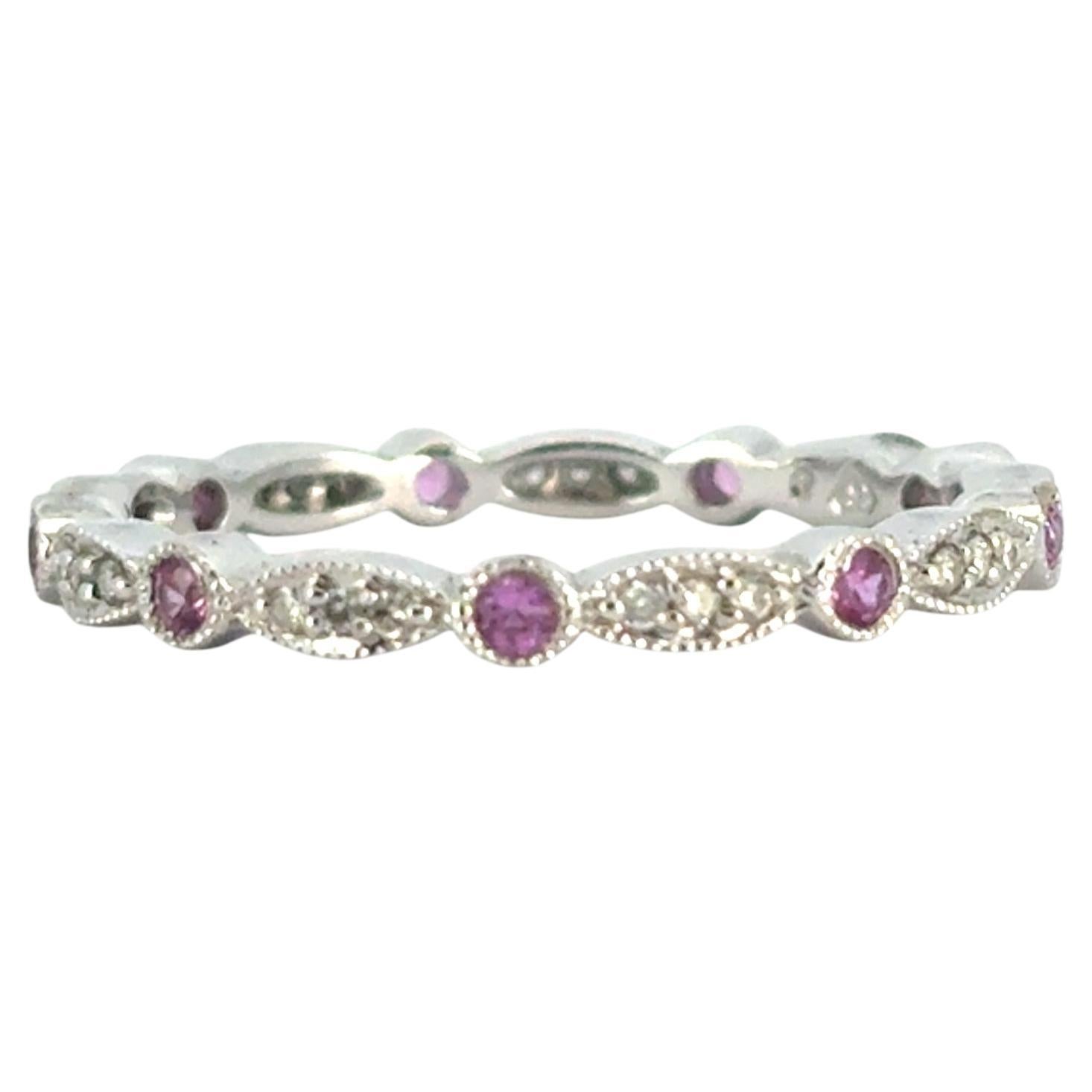 14k Stackable Pink Sapphire and Diamond Ring