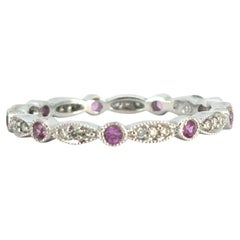 14k Stackable Pink Sapphire and Diamond Ring