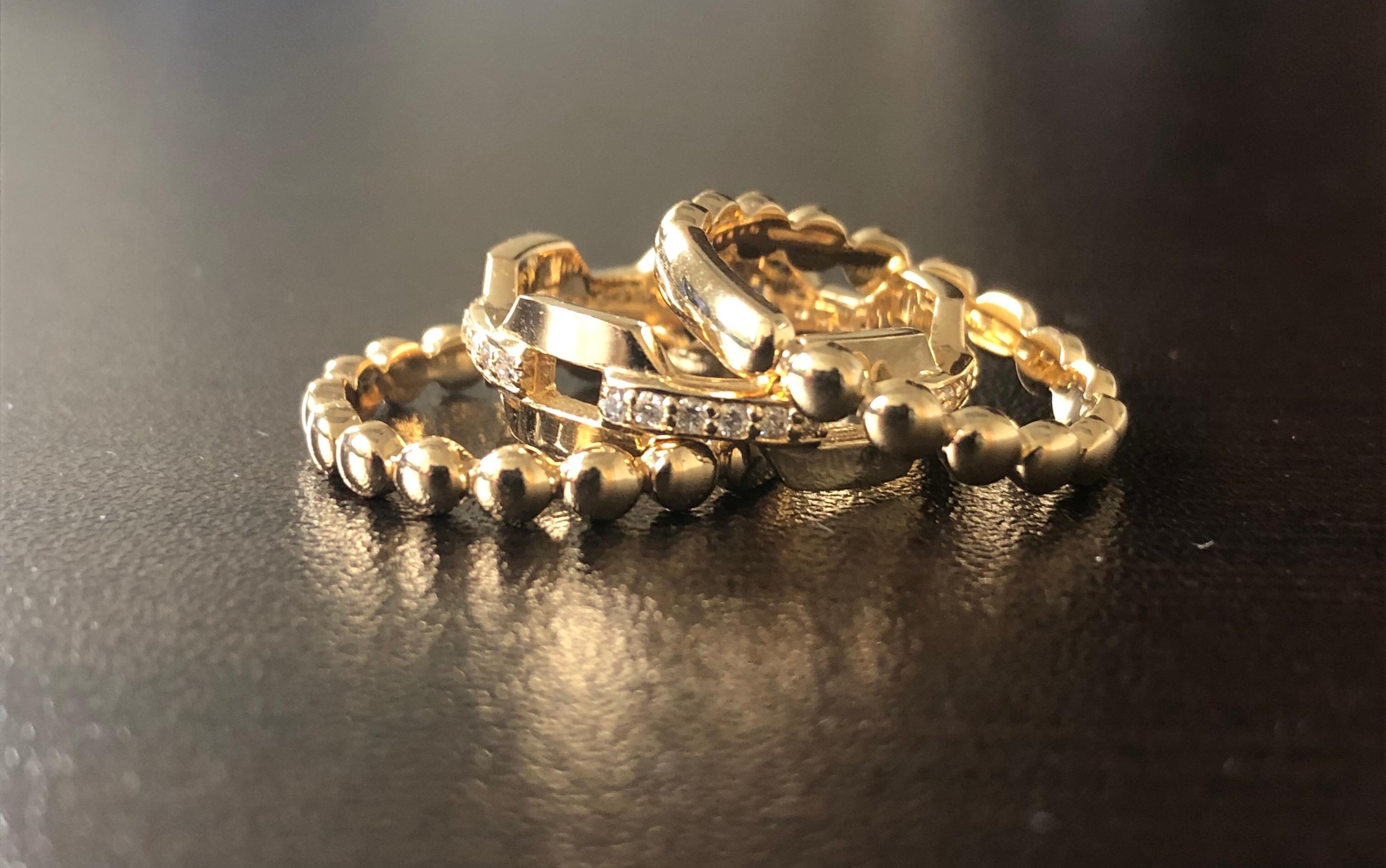 14 Karat Stackable Yellow Gold Rings In New Condition For Sale In Great Neck, NY
