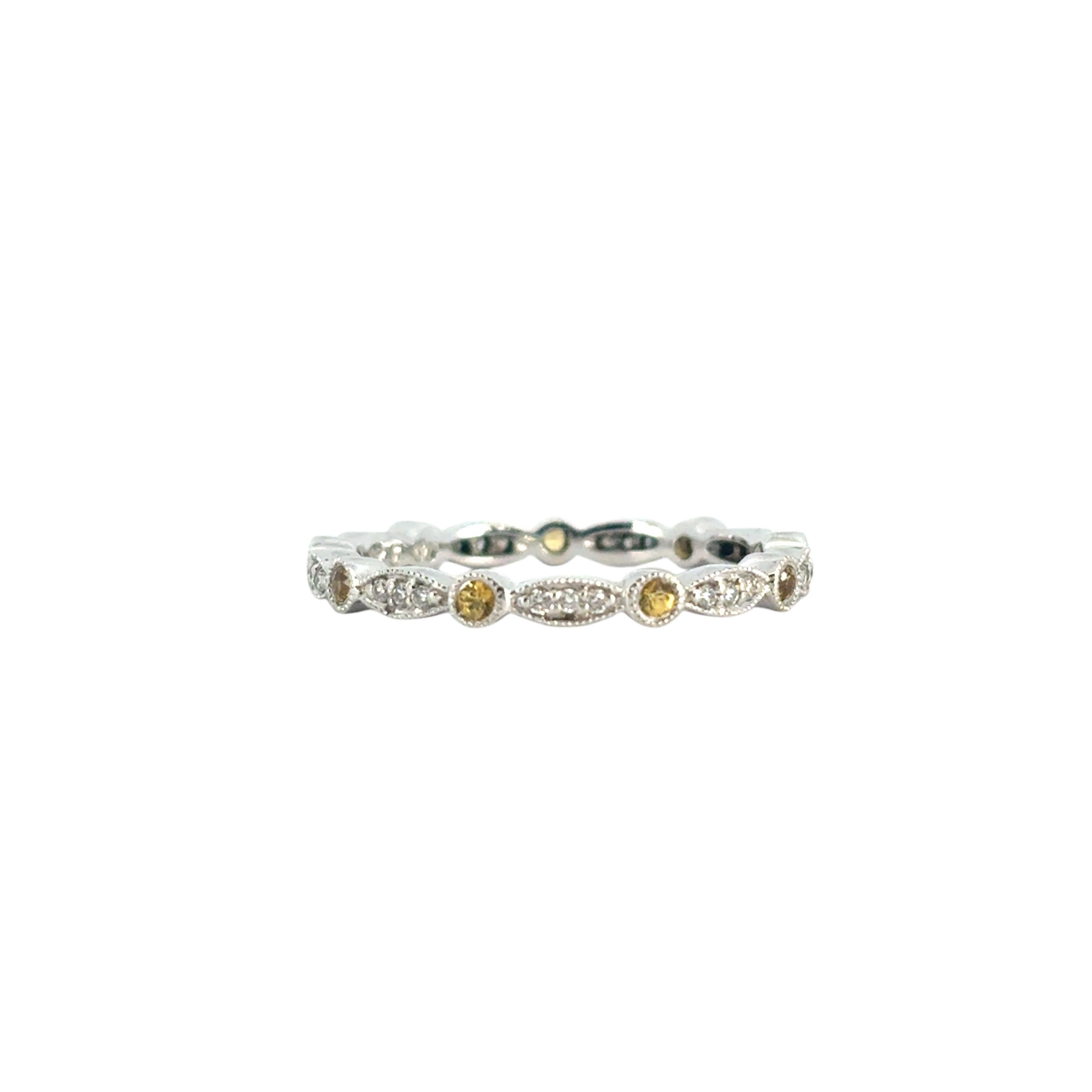 14k Stapelbarer gelber Saphir und Diamantring im Angebot 4