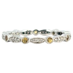 14k Stackable Yellow Sapphire and Diamond Ring