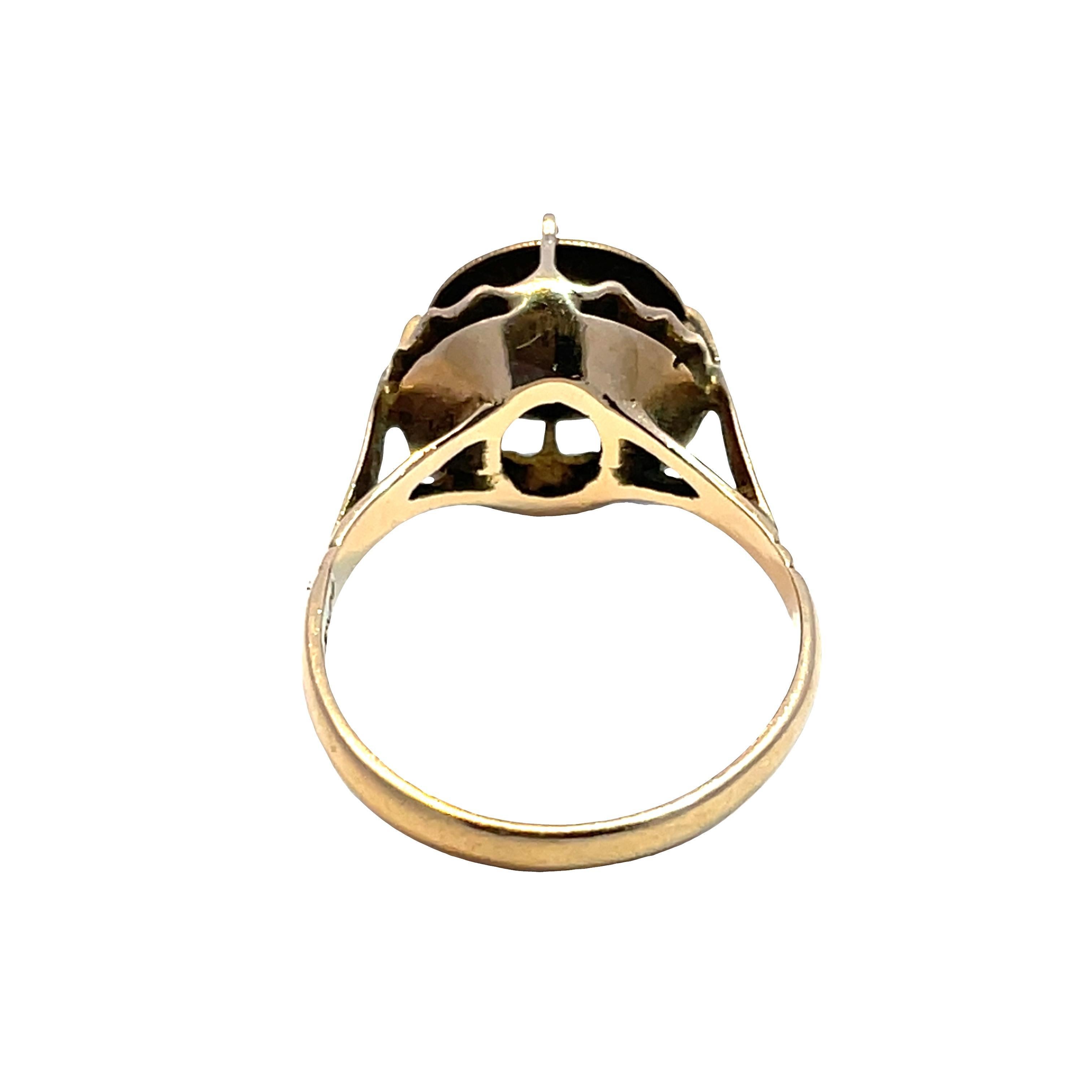 14K Stamped Yellow Gold Vintage Solid Gold Coin Ring For Sale at 1stDibs