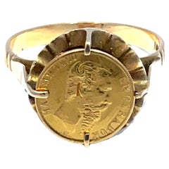 14K Stamped Yellow Gold Vintage Solid Gold Coin Ring