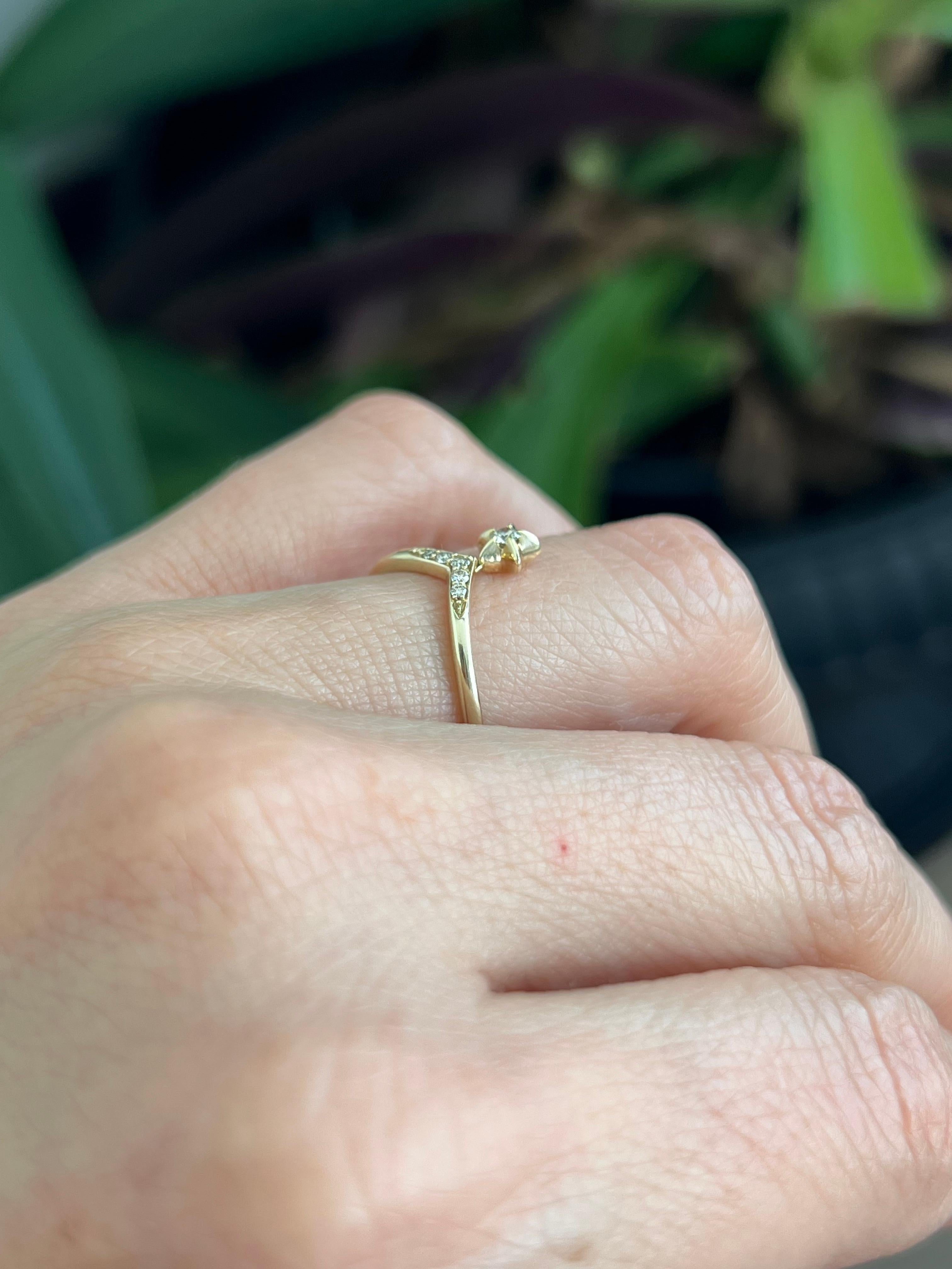14K yellow gold ring with star dangle charm.

Draw some stylish attention to your fingers with this fun ring! Whether you want to wear it solo or stack it with your engagement ring, this sweet ring will win you compliments and jealous stares -