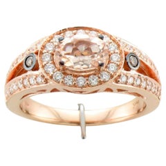 14K Strawberry Gold Diamond Morganite Ring