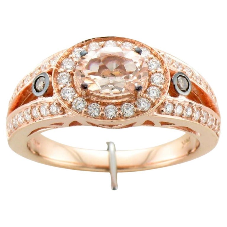 14K Strawberry Gold Diamond Morganite Ring For Sale at 1stDibs