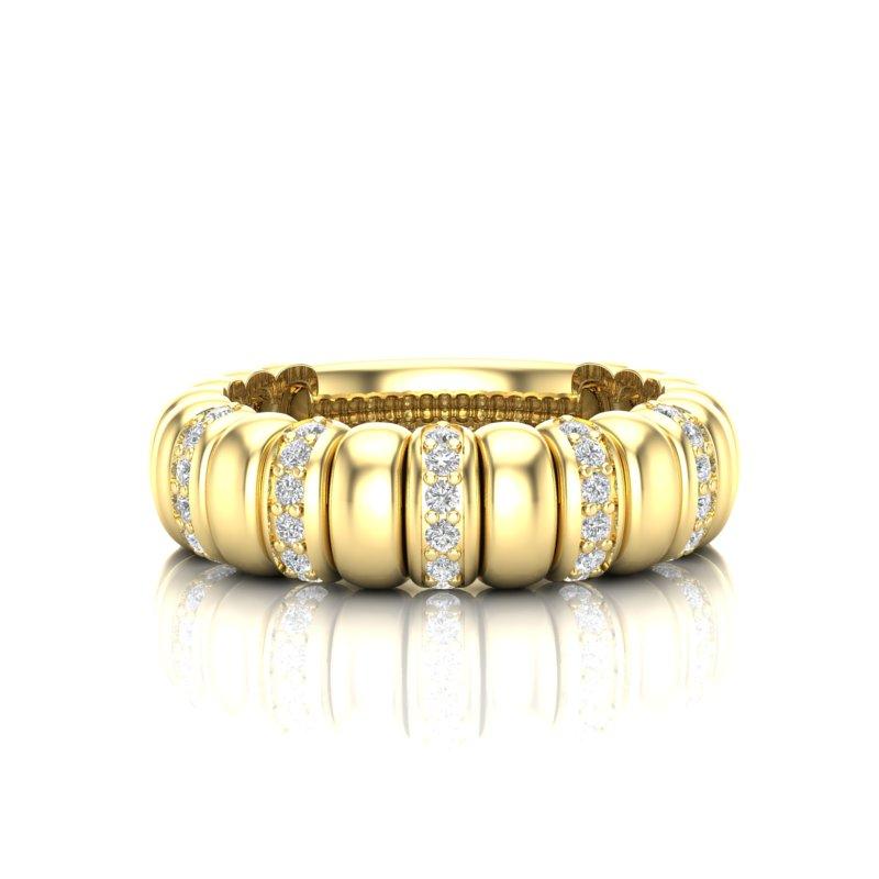 14K Gold Stretch Interval Diamond Ring Band In New Condition For Sale In Los Angeles, CA