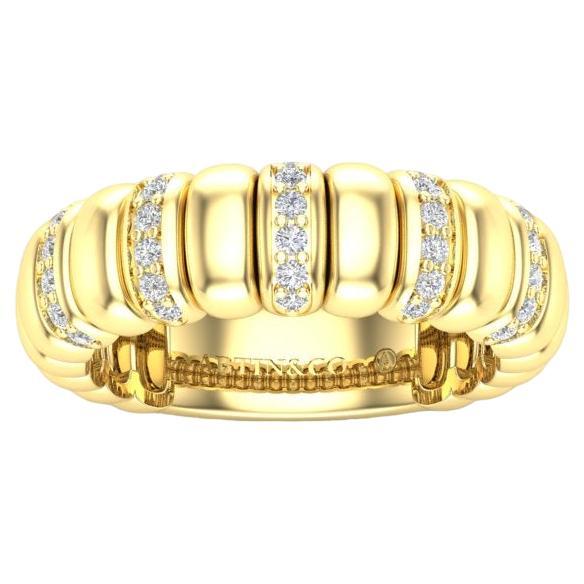 14K Gold Stretch Interval Diamond Ring Band For Sale