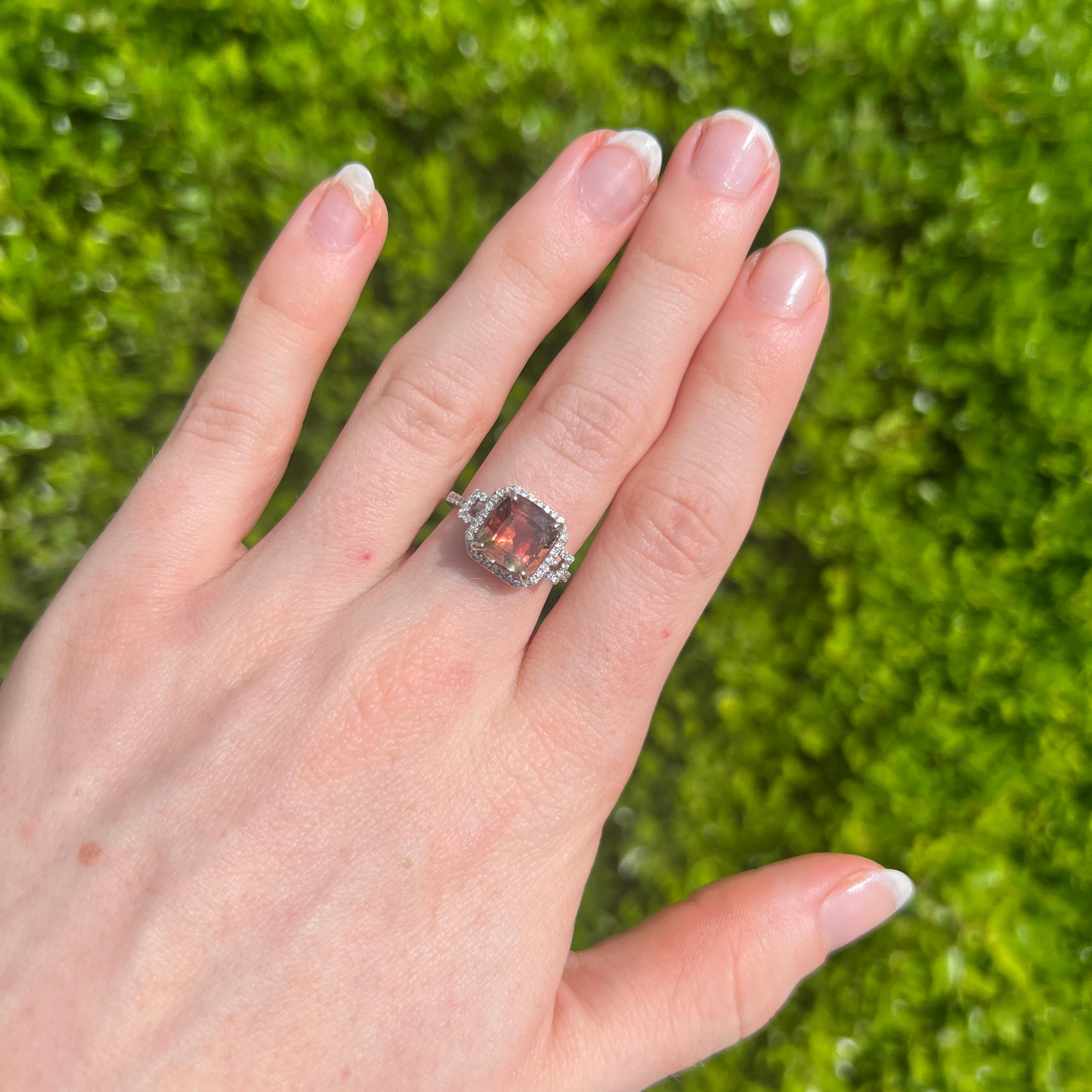 14k Sunstone Diamond Ring For Sale 1