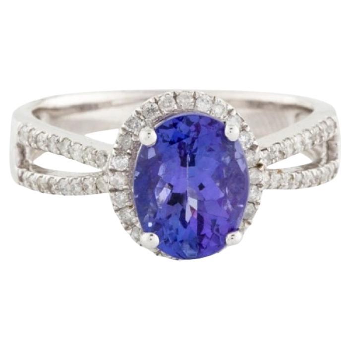 Bague cocktail en tanzanite et diamants 14 carats