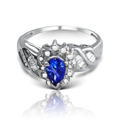 14 Karat Tanzanite and Diamond Cluster Ring