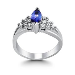 14 Karat Tanzanite and Diamond Cluster Ring