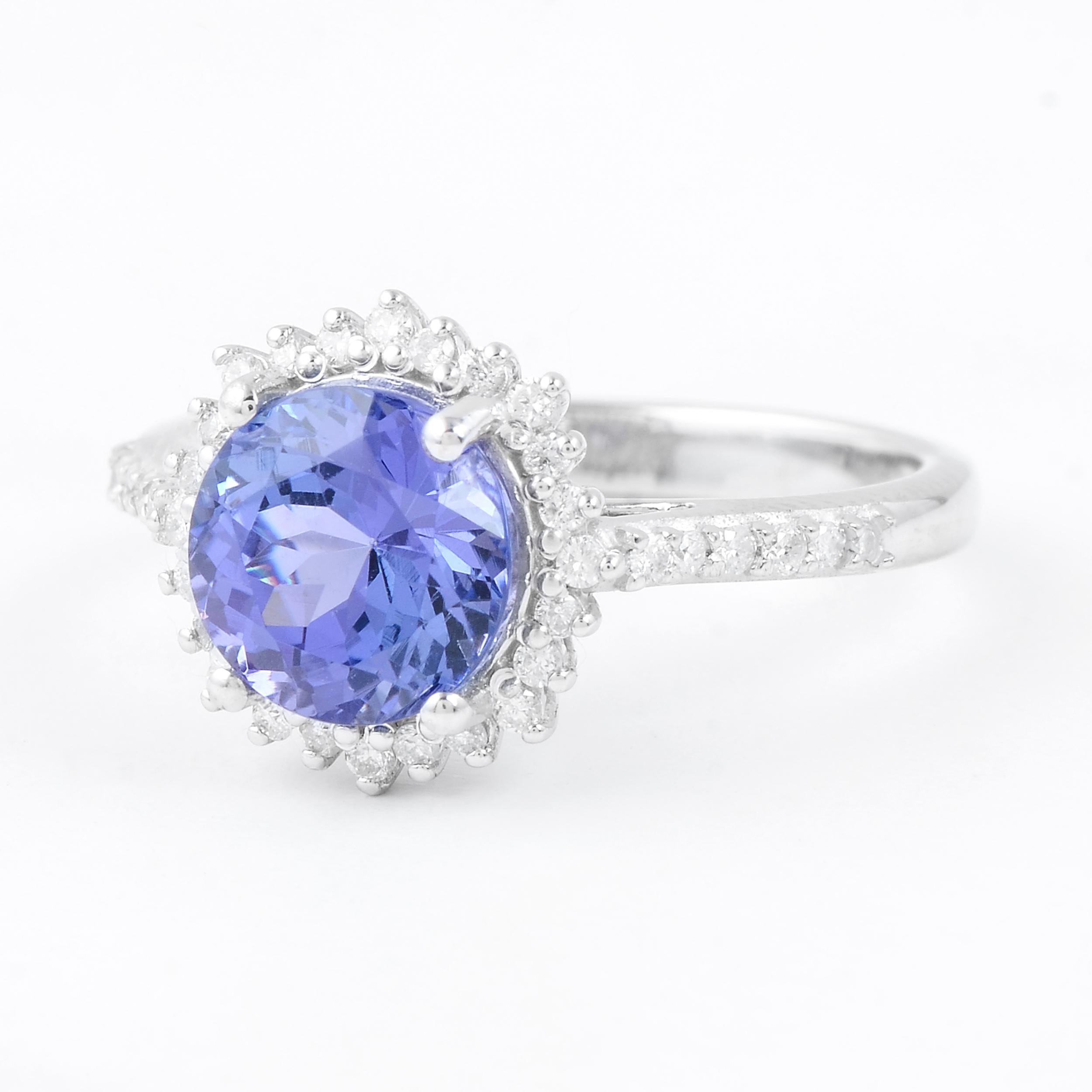14K Tansanit & Diamant-Cocktailring im Zustand „Neu“ in Holtsville, NY
