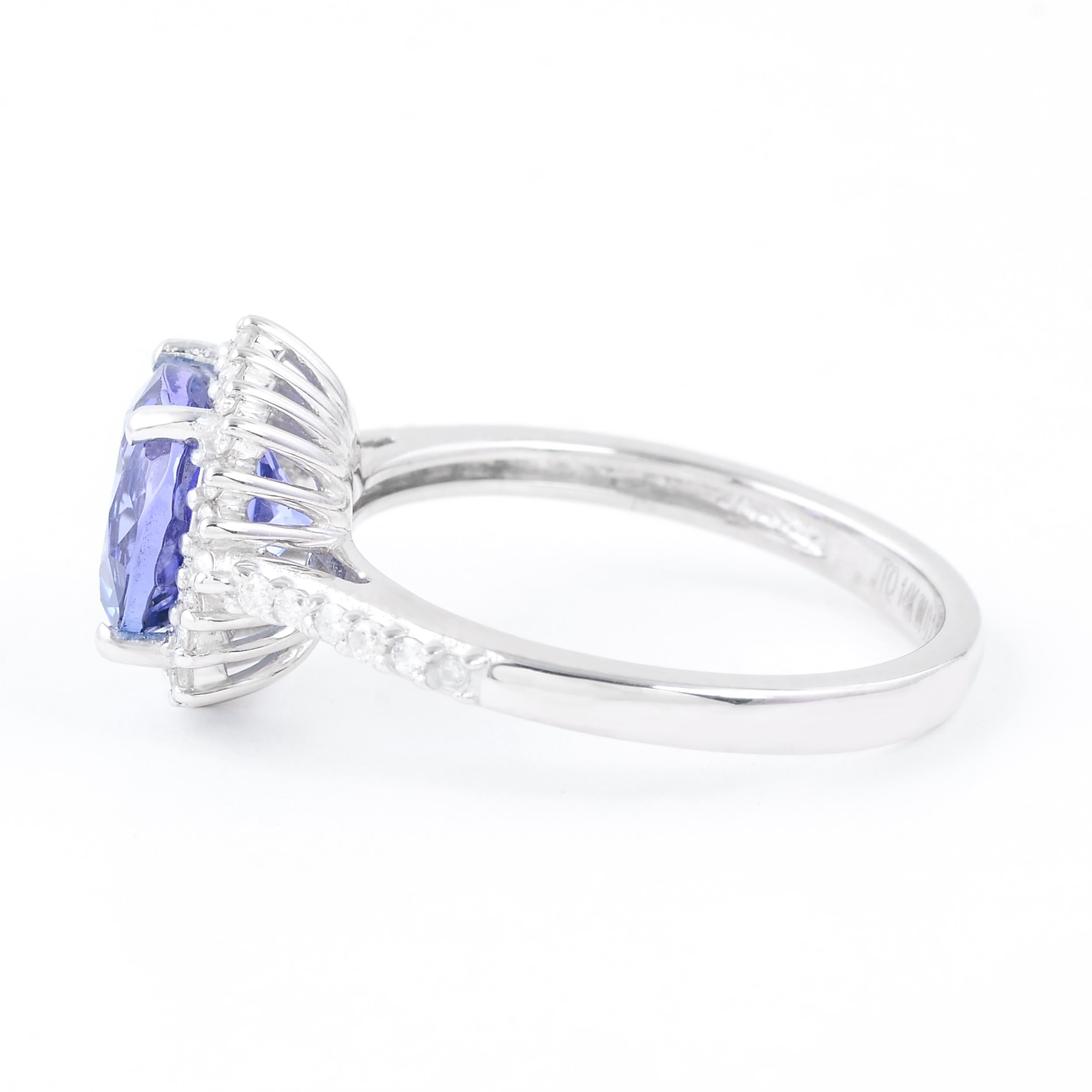 14K Tansanit & Diamant-Cocktailring Damen