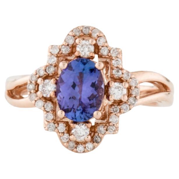 Anello cocktail con tanzanite e diamanti 14k
