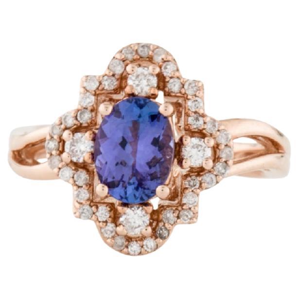 14K Tanzanite et  Bague cocktail en diamants en vente