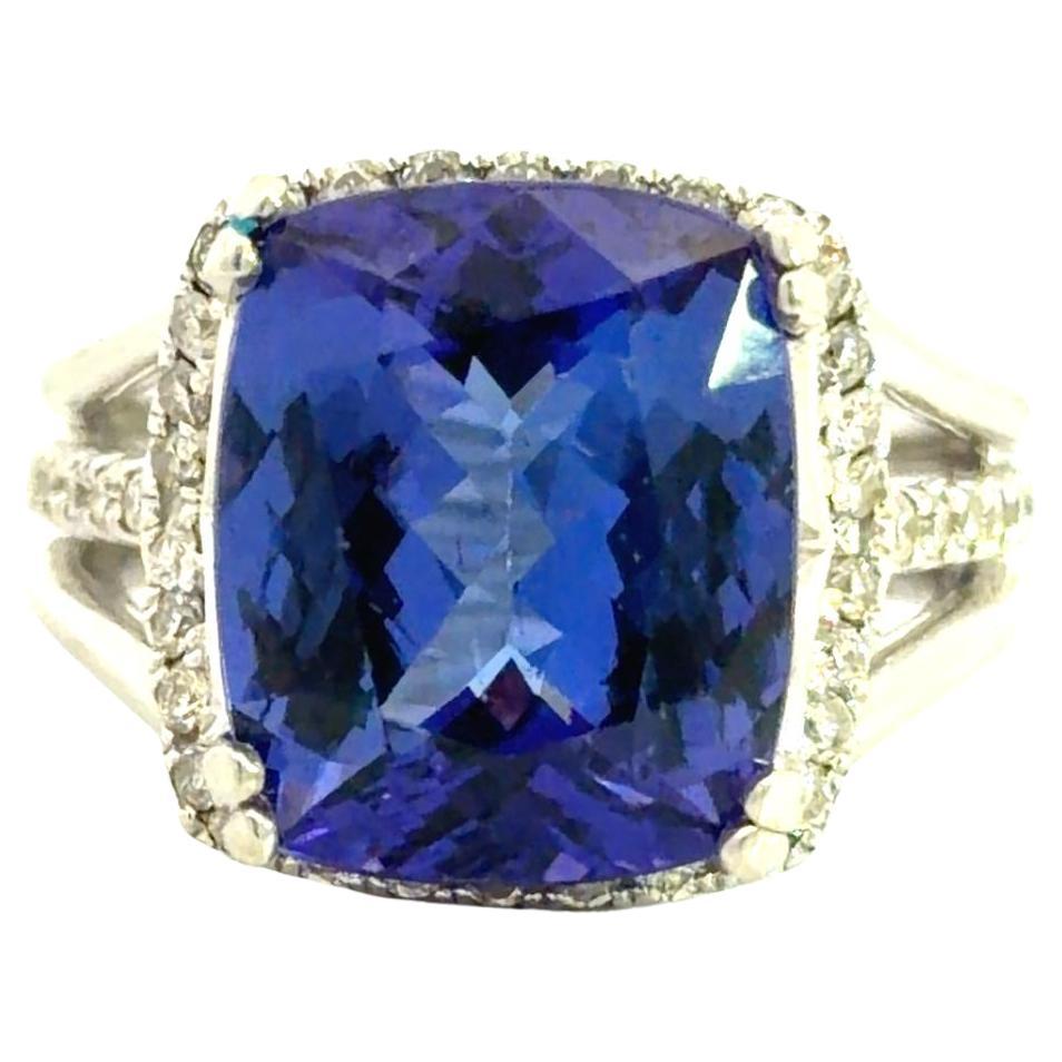 14k Tansanit Diamant Ring im Angebot