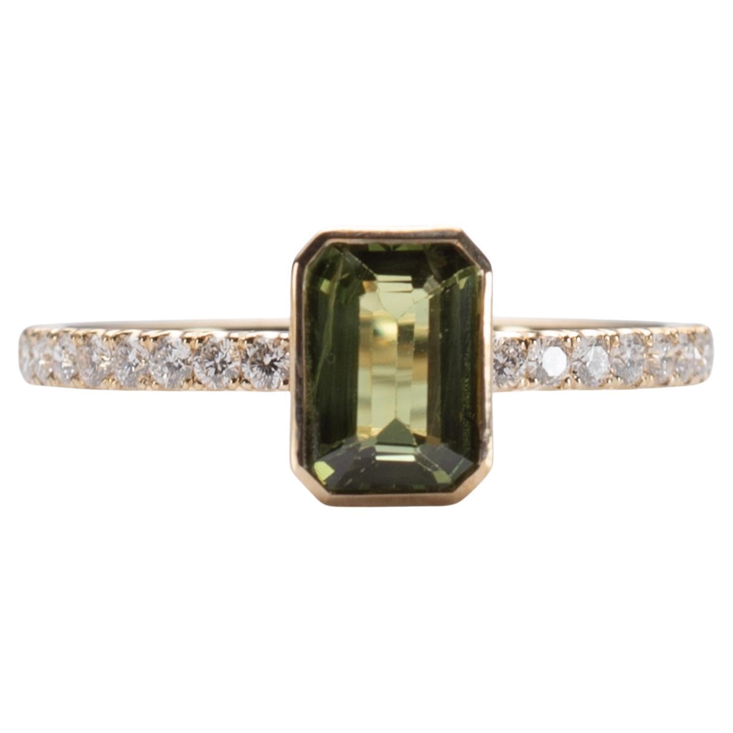 Anillo de Diamantes Zafiro Teal 14K en venta