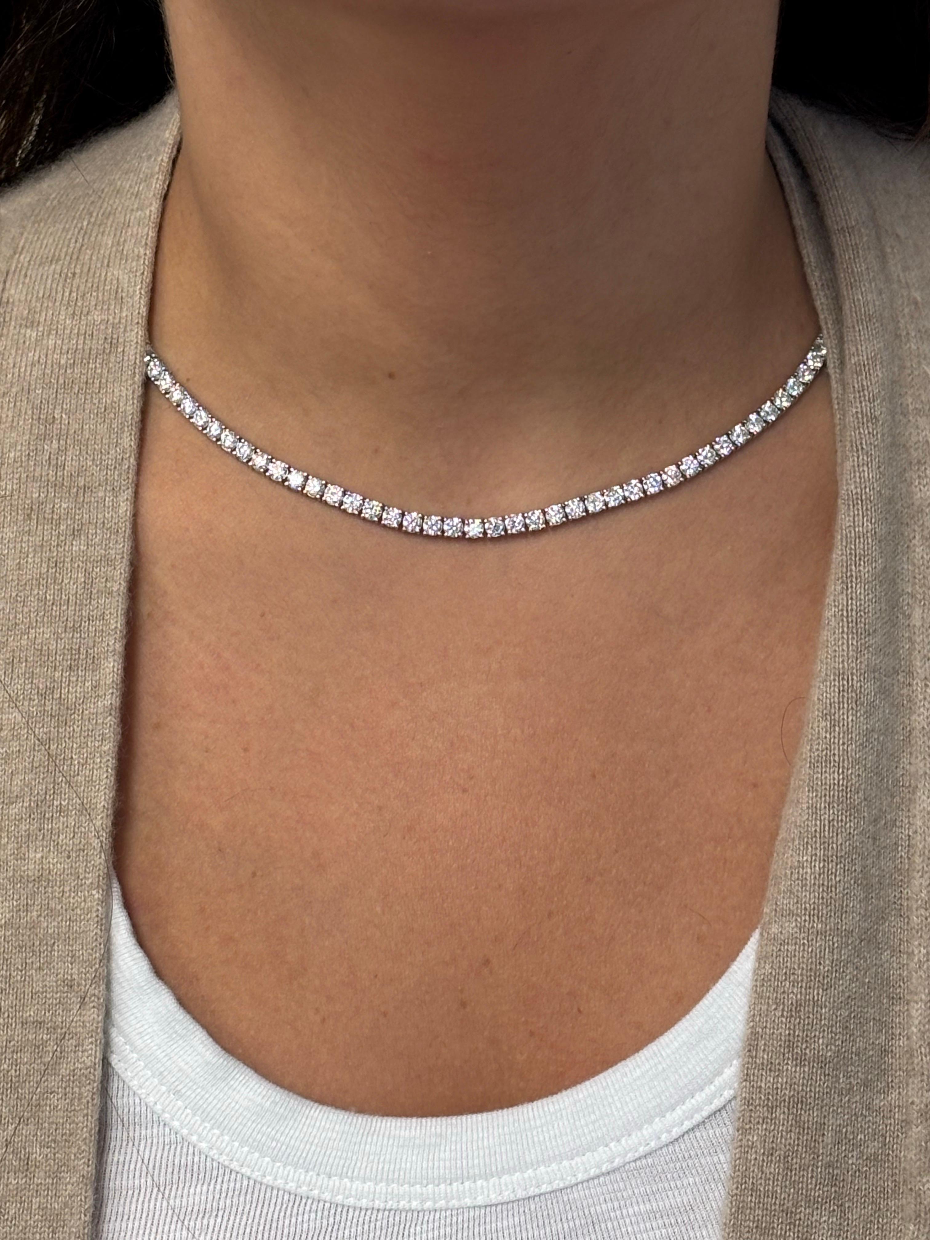 Moderno Collana Tennis 14K 20 diamanti Pointer in vendita