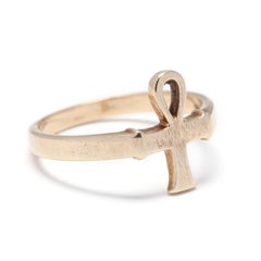 14K Textured Ankh Ring