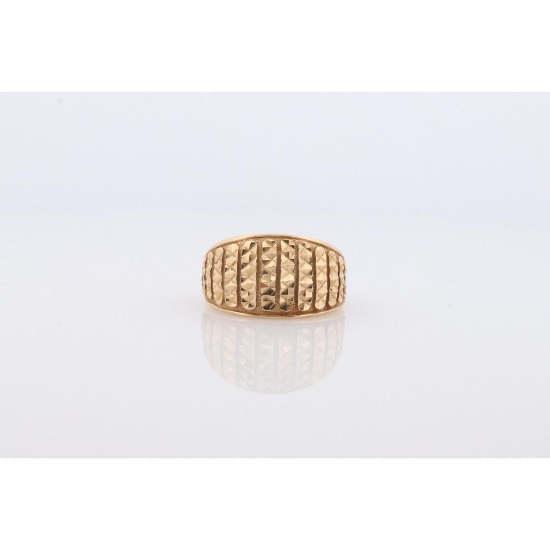 Women's 14k Textured Wide Dome 14k Yellow Gold Band. 14k Engraved and Textured ring. For Sale