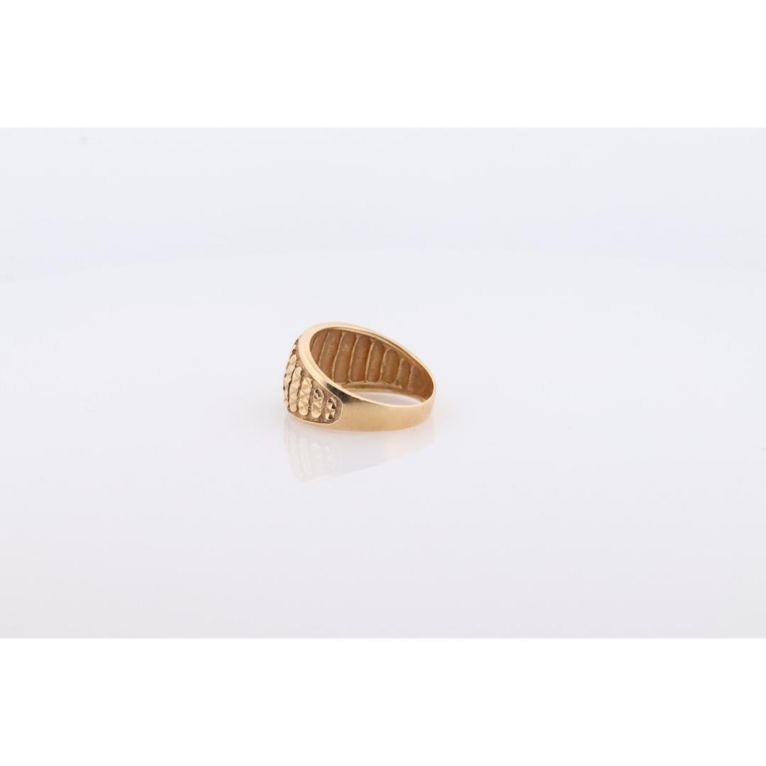 14k Textured Wide Dome 14k Yellow Gold Band. 14k Engraved and Textured ring. For Sale 1