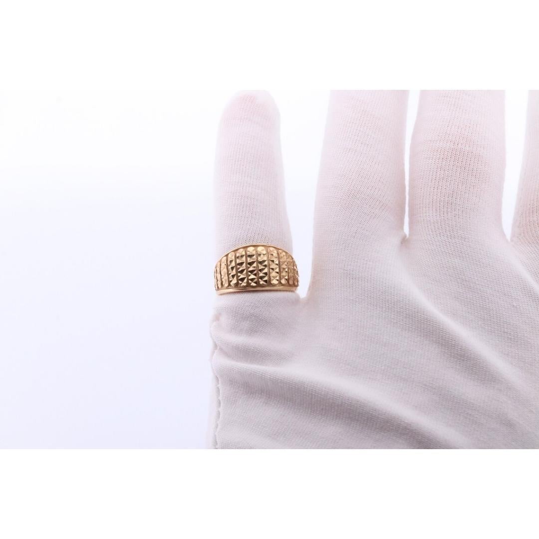 14k Textured Wide Dome 14k Yellow Gold Band. 14k Engraved and Textured ring. For Sale 2
