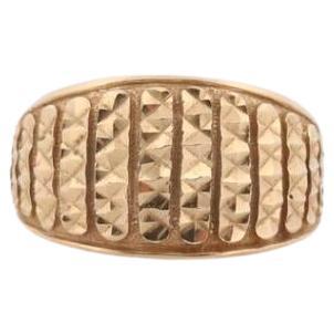 14k Textured Wide Dome 14k Yellow Gold Band. 14k Engraved and Textured ring.
