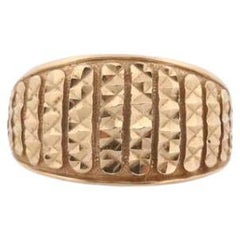 14k Textured Wide Dome 14k Yellow Gold Band. 14k Engraved and Textured ring.
