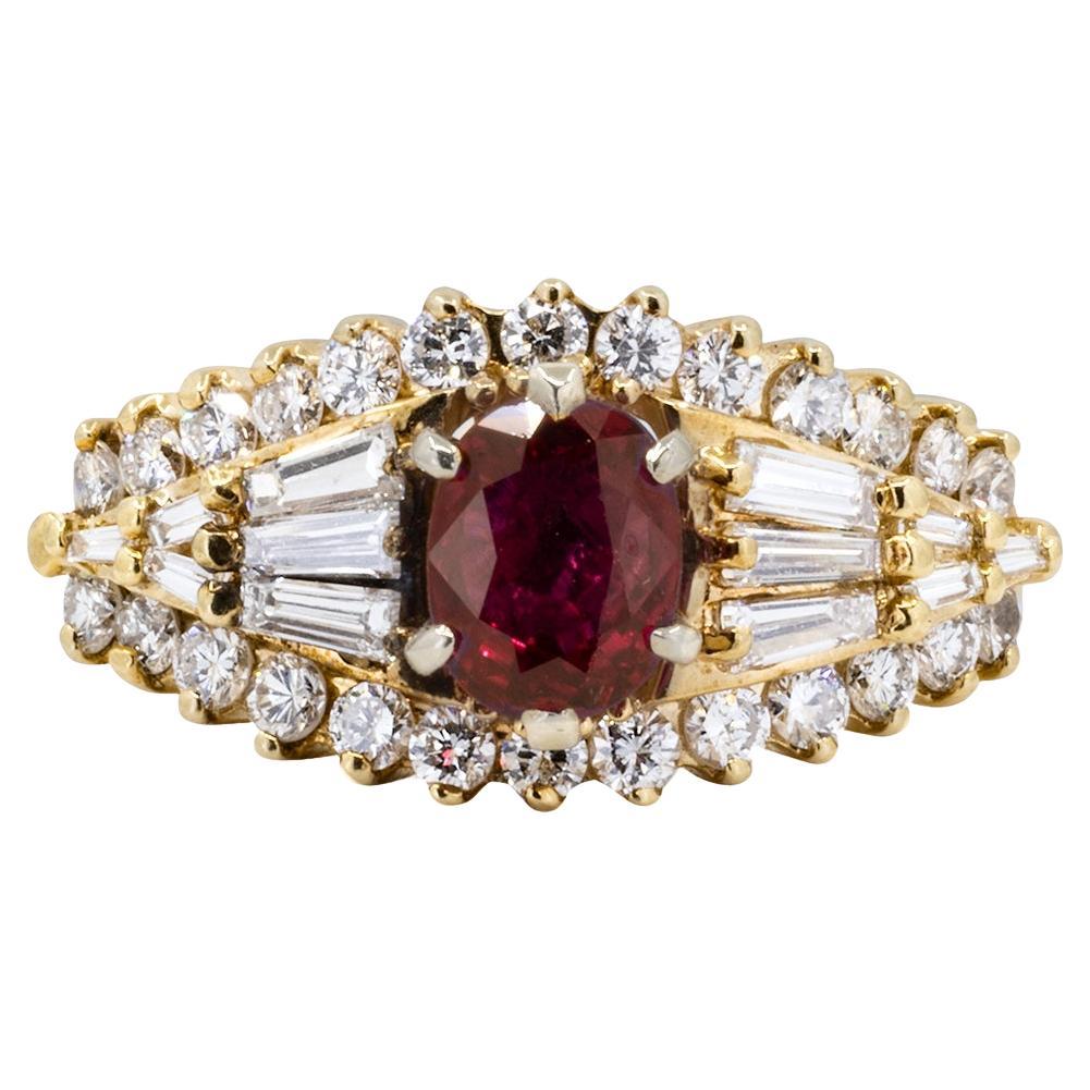 Anello con rubino tailandese 14k in vendita