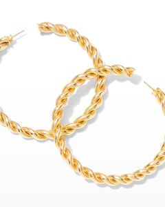 14k Thin Braid Hoop Earrings
