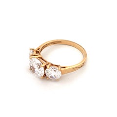 14K Three-Stone CZ Ring