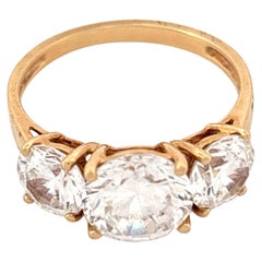 14K Three-Stone CZ Ring