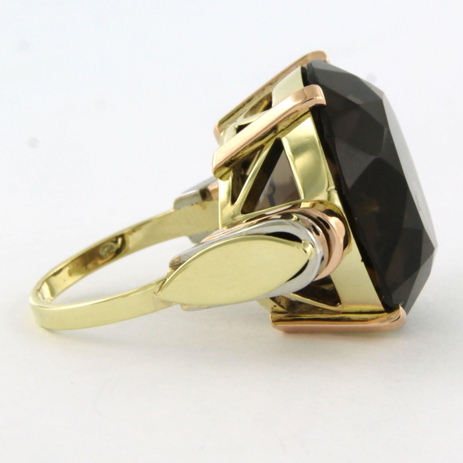 14k three-tone gold ring with smoky quartz - 13.2 grams - U.S 7.25 - EU 17.5(55) For Sale 1
