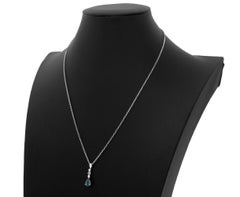 14K Topaz Diamond Pendant on Silver Necklace