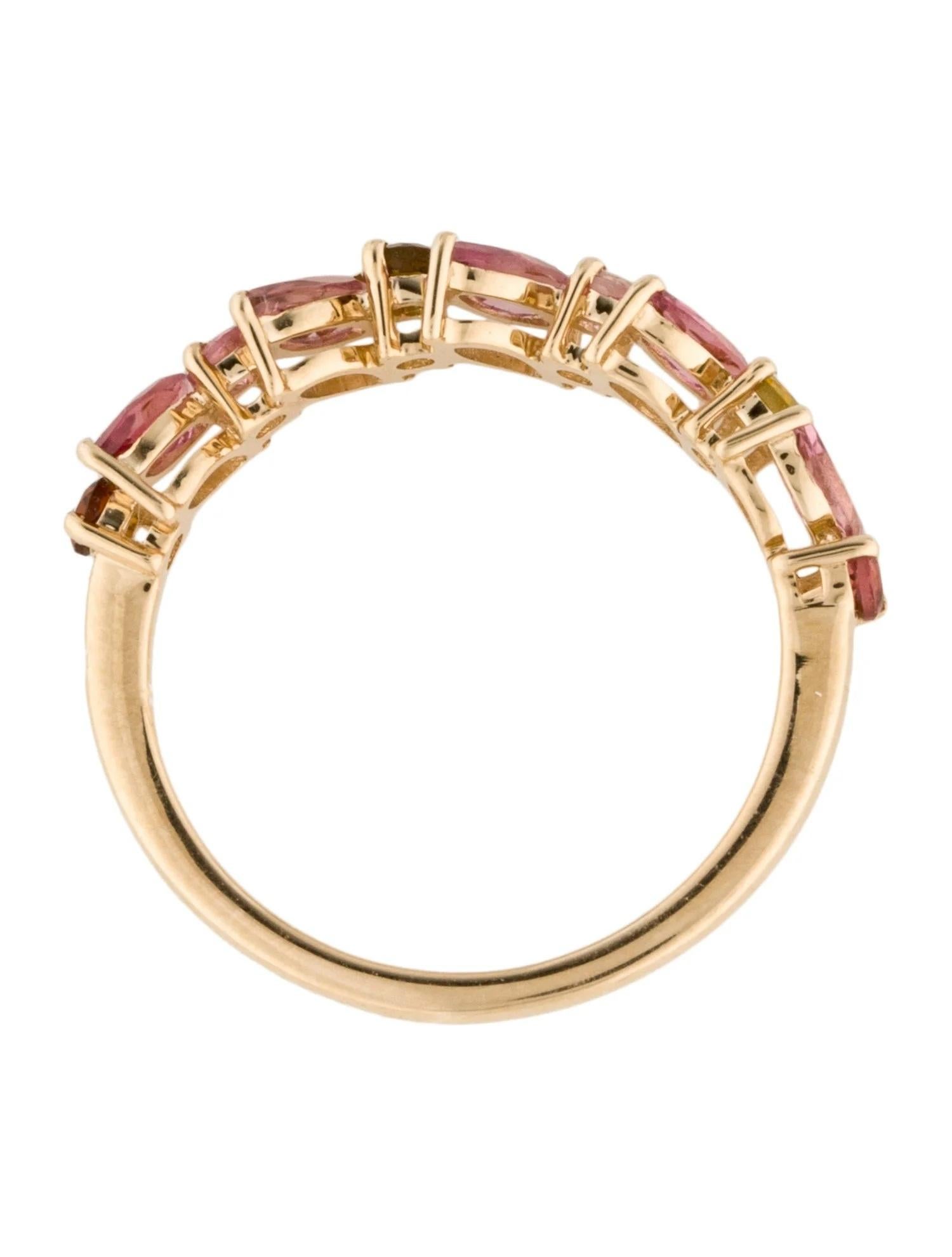 14K Tourmaline Band Ring, 0.80 Carats, Marquise & Round Modified Brilliant Cut In New Condition For Sale In Holtsville, NY