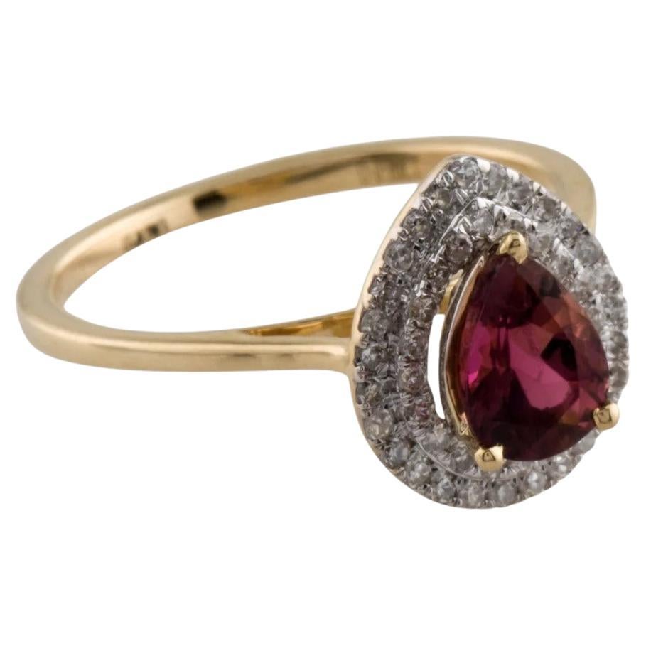 14K Tourmaline & Diamond Cocktail Ring, Size 6.25 - Statement Jewelry, Luxury For Sale