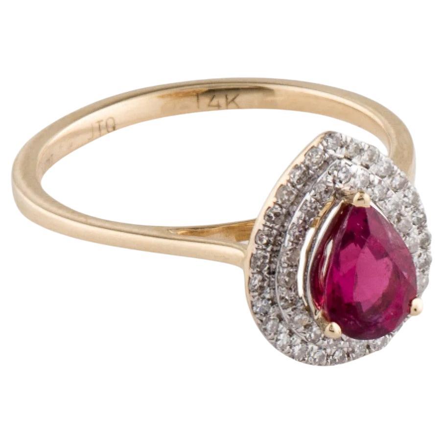 14K Tourmaline & Diamond Cocktail Ring Size 6.25 - Stunning Statement Jewelry