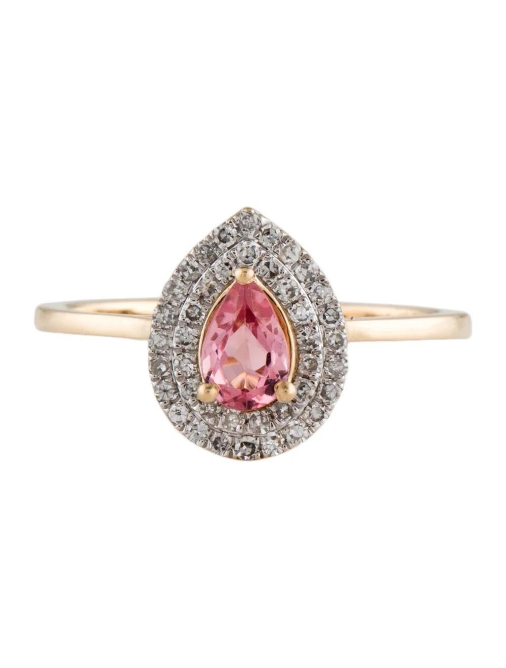 Pear Cut 14K Tourmaline & Diamond Cocktail Ring, Size 6.5 - Elegant Design, Fine Jewelry For Sale