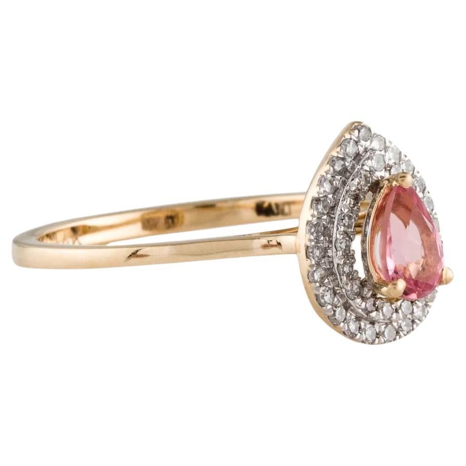 14K Tourmaline & Diamond Cocktail Ring, Size 6.5 - Elegant Design, Fine Jewelry For Sale