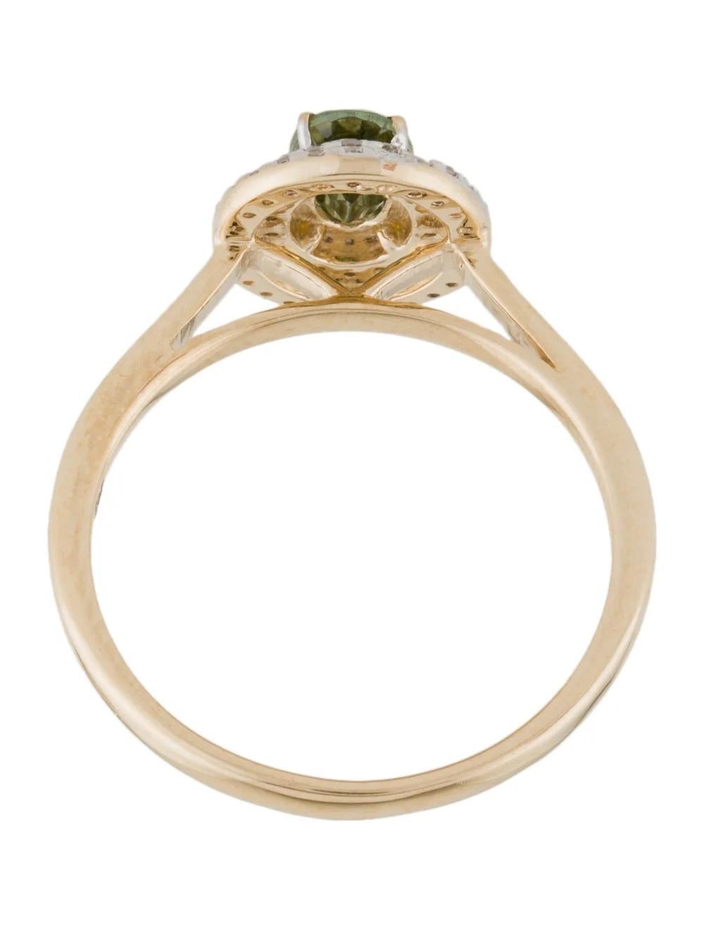 Women's 14K Tourmaline & Diamond Cocktail Ring, Size 6.5 - Elegant Statement Jewelry For Sale