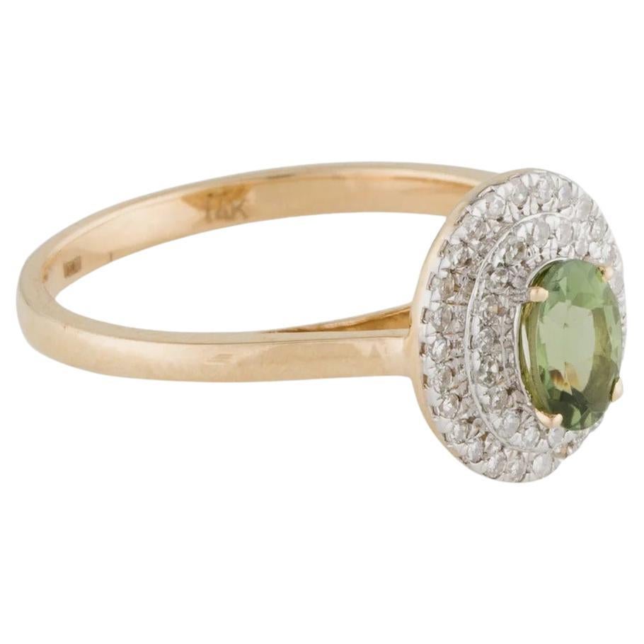 14K Tourmaline & Diamond Cocktail Ring, Size 6.5 - Elegant Statement Jewelry