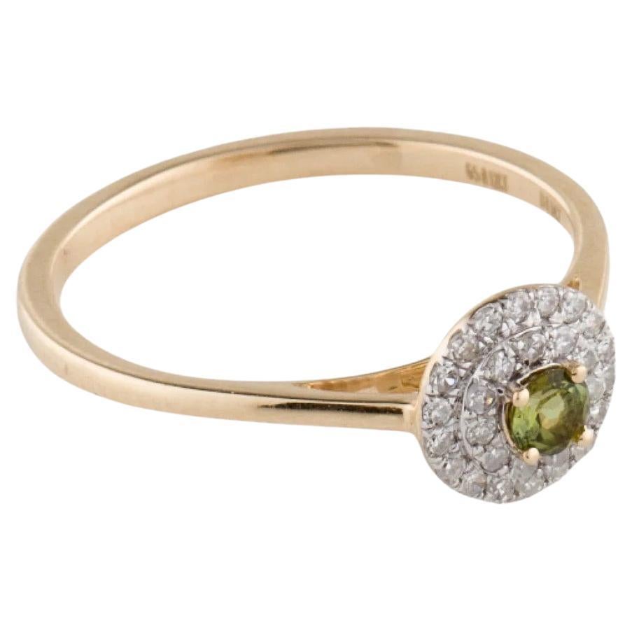 14K Tourmaline & Diamond Cocktail Ring, Size 6.5 - Green Gemstone Fine Jewelry For Sale