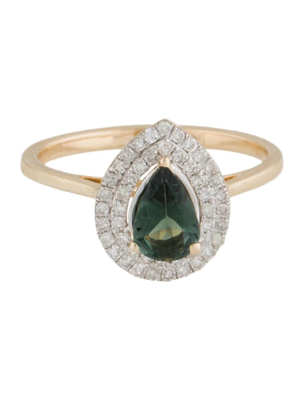 Taille poire Bague cocktail en tourmaline 14 carats et diamants, taille 6,5 - Design étonnant, pièce de luxe en vente