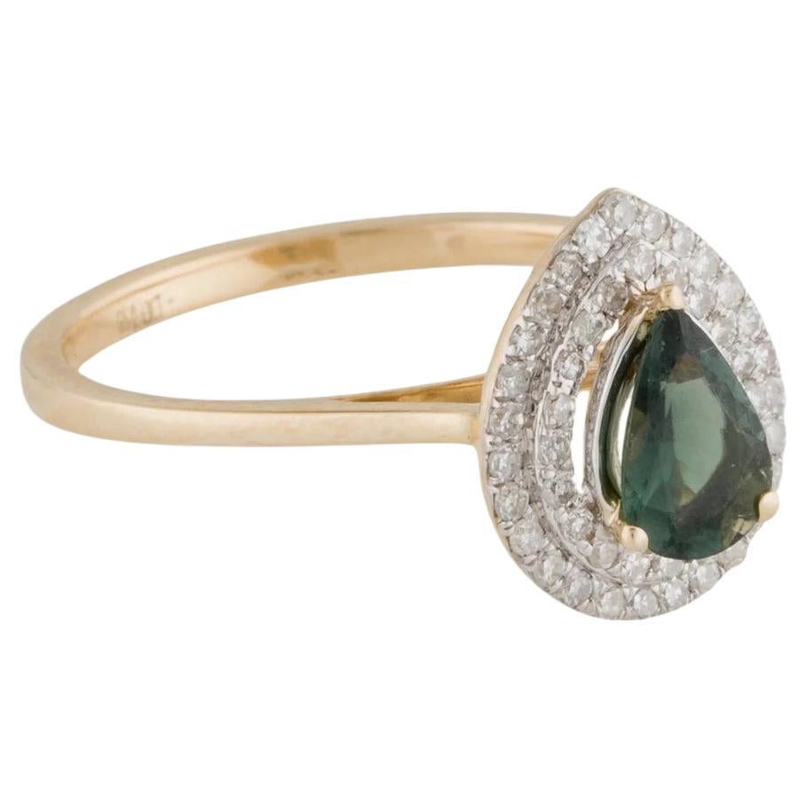 14K Tourmaline & Diamond Cocktail Ring, Size 6.5 - Stunning Design, Luxury Piece