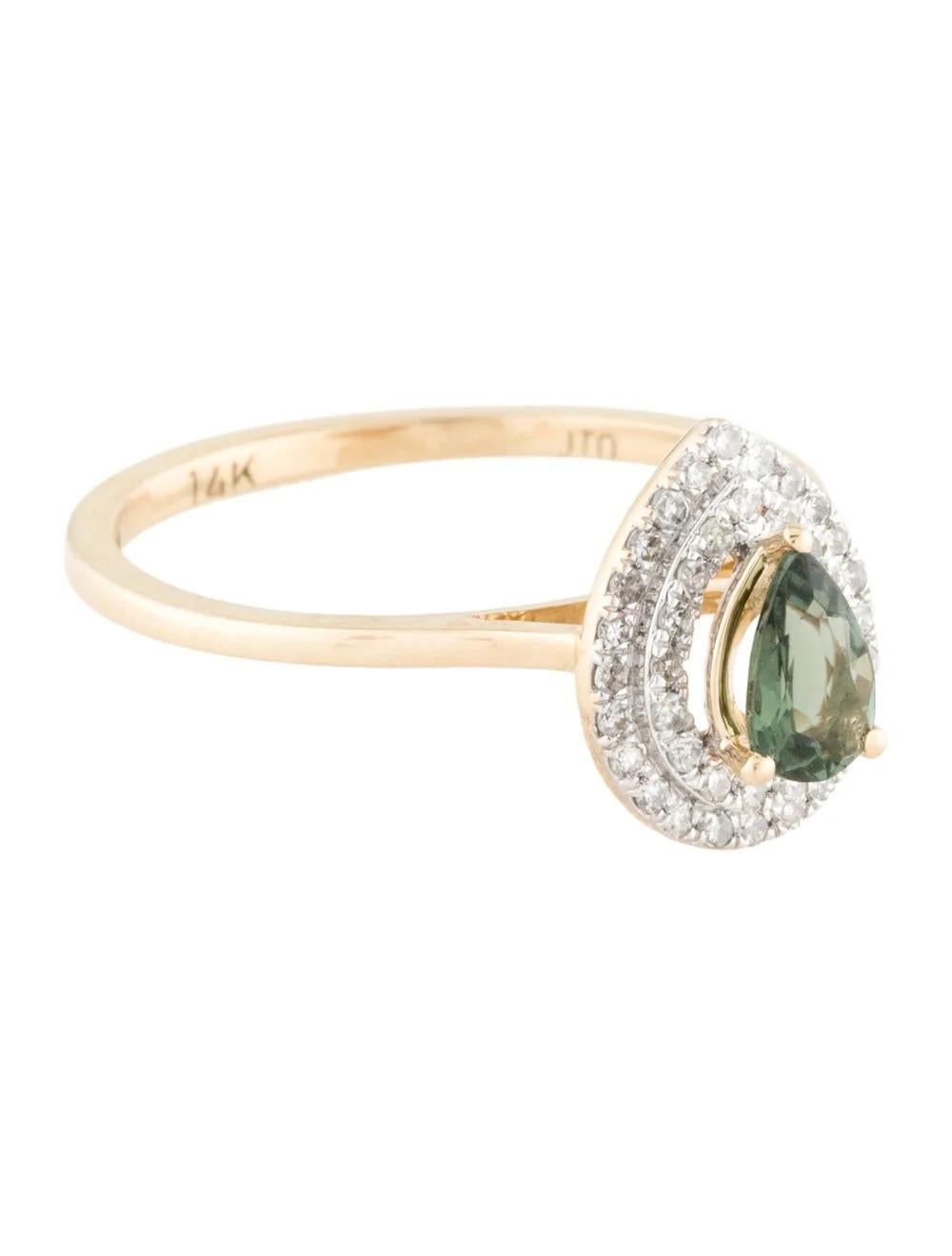 14K Tourmaline & Diamond Cocktail Ring, Size 6.5 - Stunning Design, Luxury Piece For Sale