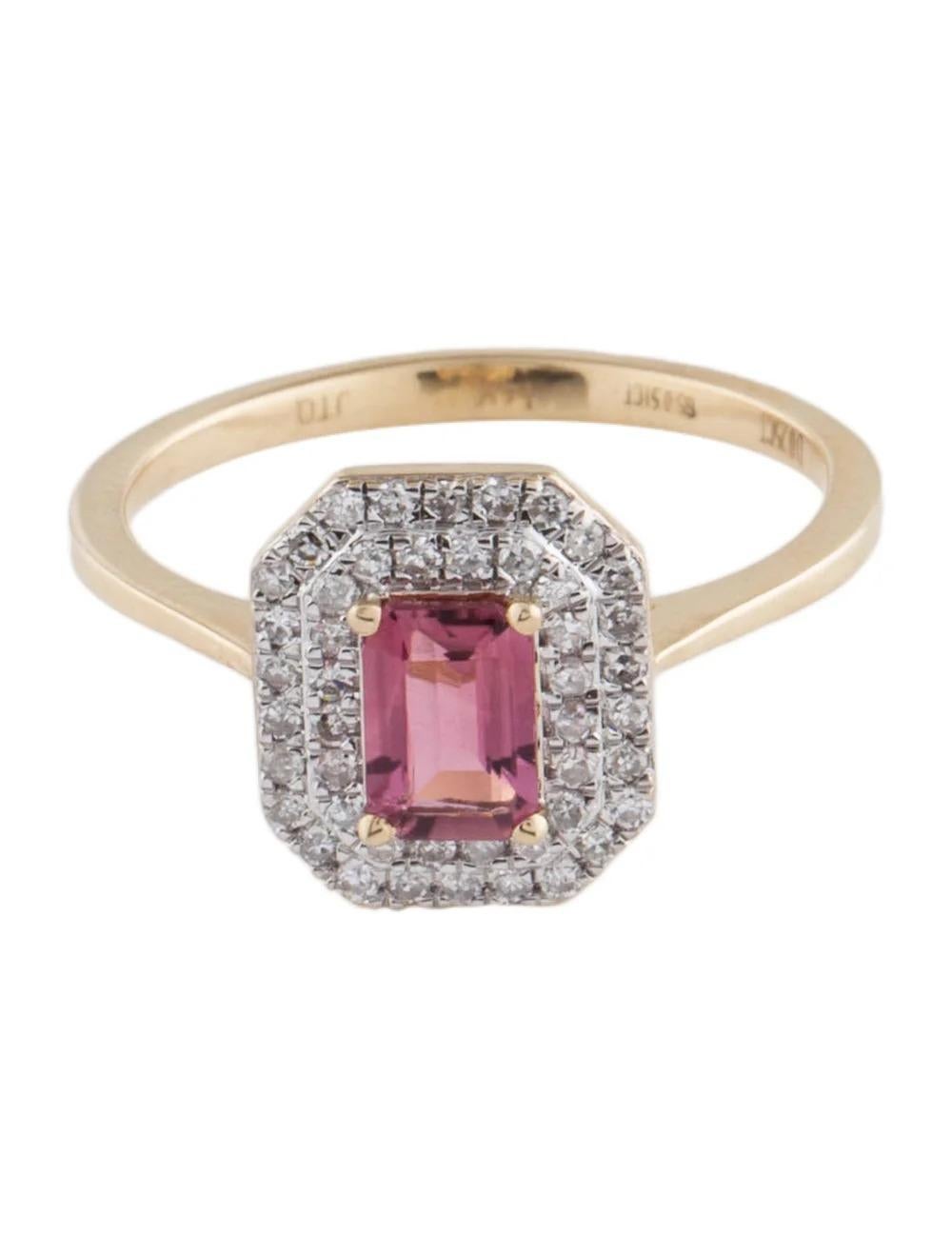 Emerald Cut 14K Tourmaline & Diamond Cocktail Ring, Size 6.5 - Stunning Gemstones Jewelry For Sale