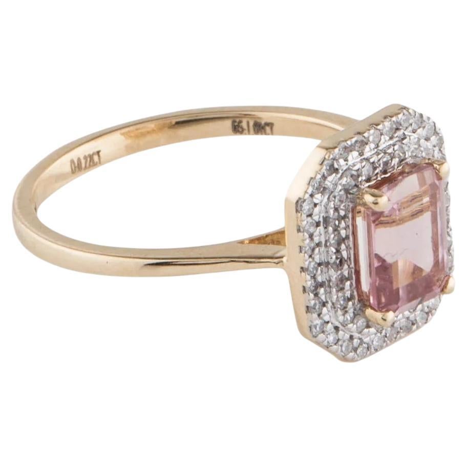 14K Tourmaline Diamond Cocktail Ring - Vintage Style, Luxury Jewelry, - Size 6.5